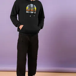 TOGS & TERRE Men Graphic Printed Hooded Sweatshirt image 5