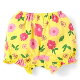 Babyoye Cotton Elastane Knit Bloomers With Floral Print Pack Of 3 - Yellow & Pink image 5