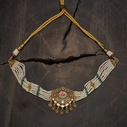 Kushal's Fashion Jewellery Gold-Plated Artificial Stones Studded & Beaded Antique Necklace-picture-25