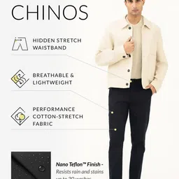 The Pant Project Men Stormguard Black Water Repellent Slim Fit Stretch Chinos image 4