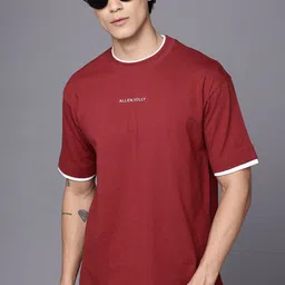 Allen Solly Brand Logo Pure Cotton Relaxed T-shirt-picture-32