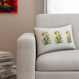 SEJ by Nisha Gupta Light Grey & Yellow Cushion Covers - Set of 1-picture-42