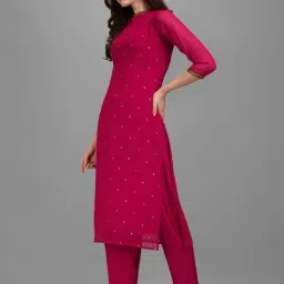 Shaily Magenta Regular Fit Embellished Suit Set image 3