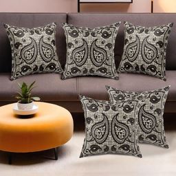 RUBOXA Black Set of 5 Ethnic Motifs Square Cushion Covers-picture-32