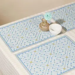 Fabindia Home Ramya Turquoise 267 GSM Cotton Placemat - Set of 6-image-13