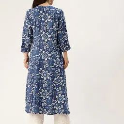 Amukti Blue Rayon Printed Three-Quarter Sleeves Kurta image 2