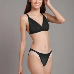 AROUSY Red & Black Self Pattern Bra Panty Set - Pack Of 2 image 5