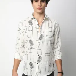 Vastrado White Cotton Relaxed Fit Self Pattern Shirt-picture-12