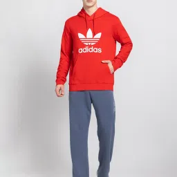 Adidas Originals Red Regular Fit Cotton Trefoil Hooded Sweatshirt image 5