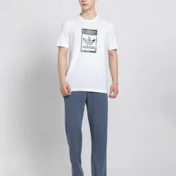 Adidas Originals Blue Loose Fit Cotton Ultimate Trefoil Trackpants image 5