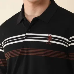 U.S. Polo Assn. Black Slim Fit Striped Polo T-Shirt image 5