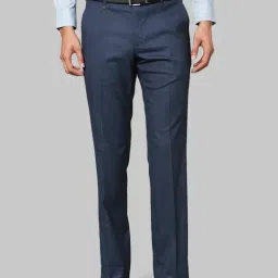 Park Avenue Blue Regular Fit Flat Front Trousers-image-27