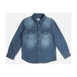Pepe Jeans Kids Blue Cotton Washed Full Sleeves Shirt-picture-32
