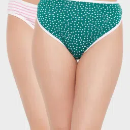 Clovia Pink & Green Printed Bikini Panty - Pack of 2-picture-16