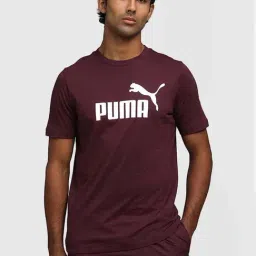 Puma Maroon Cotton Regular Fit Logo Printed T-Shirt-picture-11