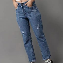 showoffff SHOWOFF High-Rise Blue Low Distress Jeans-picture-32