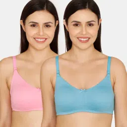Rosaline by Zivame Pink & Blue Half Coverage Double Layered T-Shirt Bra - Pack of 2-image-56