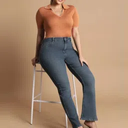 Allen Solly Blue Cotton Mid Rise Bootcut Jeans image 5