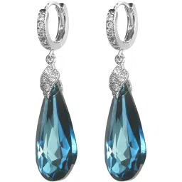 Peora Turquoise Crystal Studded Silver-Plated Drop Earrings image 5