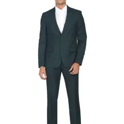 AD by Arvind Teal Blue Regular Fit Notch Lapel Textured Two Piece Suit-picture-24