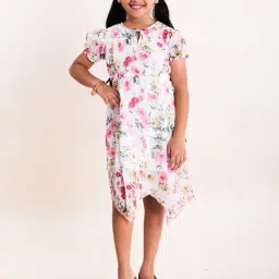 Kiddopanti Kids White Floral Print Dress-image-73