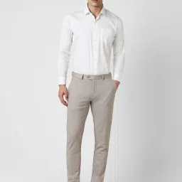 Peter England Grey Slim Fit Textured Trousers image 5