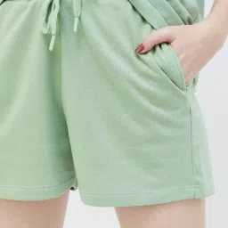 Ginger by Lifestyle Sage Green Cotton High Rise Shorts image 5