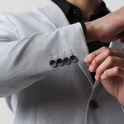 Van Heusen Grey Linen Slim Fit Texture Blazers image 5