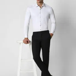 Van Heusen Black Cotton Slim Fit Trousers image 5