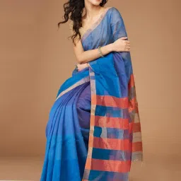 Fabindia Blue Woven Saree image 5