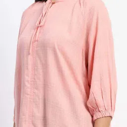 Madame Pink Linen Regular Fit Checks Top image 5