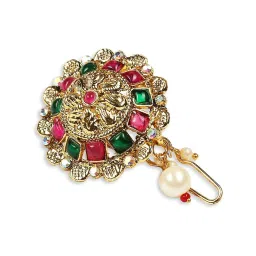 OOMPH Jadai Billai 9 Pieces with Red Maroon & Green Stones Choti Pins Jadai Billai Hair Pin image 5