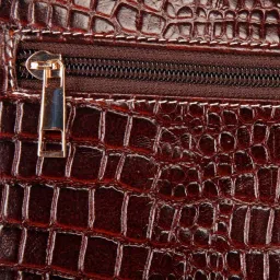 Genwayne Brown Leather Textured Medium Cross Body Bag image 5