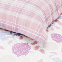 KOPA White & Lilac Microfibre Floral 192 TC Single Bedsheet with 1 Pillow Cover image 5
