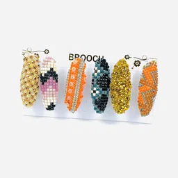 SZN Pack Of 6 Artificial Stones Studded Brooch Saree Pins-picture-36