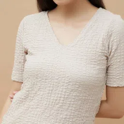 Code By Lifestyle Light Beige Regular Fit Top image 5
