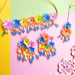 Sangria Gold-Plated Stone Studded & Beaded Jewellery Set-picture-46