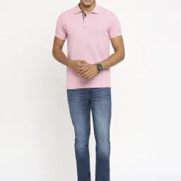 Basics Pink Cotton Muscle Fit Texture Polo T-Shirt image 5