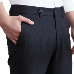 Turtle Grey Slim Fit Chequered Trousers image 5