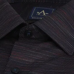 Arrow Navy Cotton Regular Fit Striped Shirt image 5