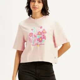 Levi's Pink Cotton Boxy Fit Floral Print T-Shirt-picture-24