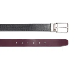 United Colors of Benetton Griswold Black & Wine Leather Textured Reversible Belt image 5