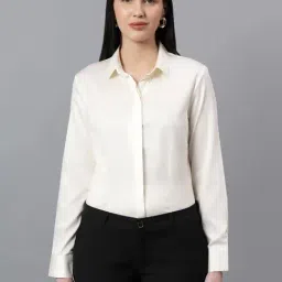 Cantabil White Cotton Solid Formal Shirt-image-25