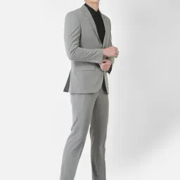 Crimsoune Club Grey Slim Fit Notch Lapel Two Piece Suit image 3