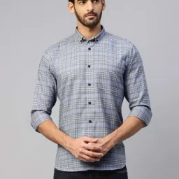 Don Vino Blue Slim Fit Check Shirt-picture-22