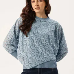 Apsley Blue Regular Fit Self Pattern Sweater-picture-46