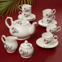 JCPL Printed White Ceramic Tea Set of 15-image-35
