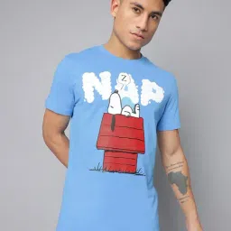 Free Authority Blue Cotton Regular Printed T-Shirt-picture-31
