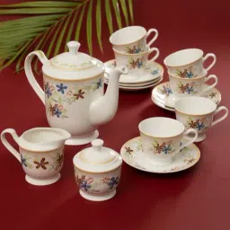 JCPL Printed White Ceramic Tea Set of 15-picture-46