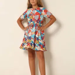 VERO MODA GIRL Multicolor Cotton Floral Print Dress-picture-47